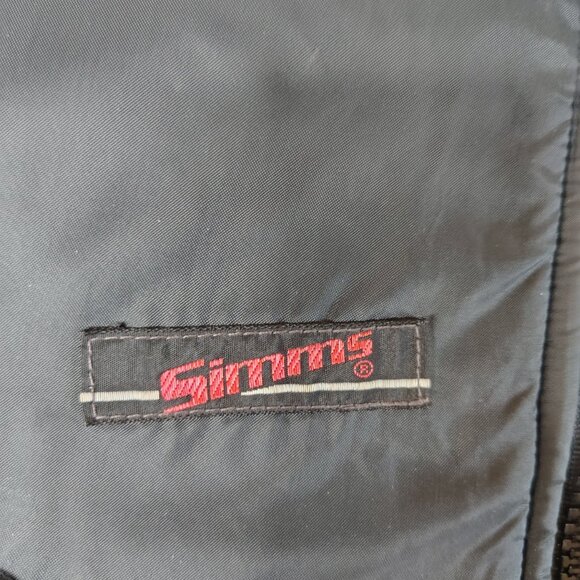 VINTAGE Simms Jackson Hole Fleece Bomber Jacket Black Gray Aviator 80s USA - Picture 3 of 11